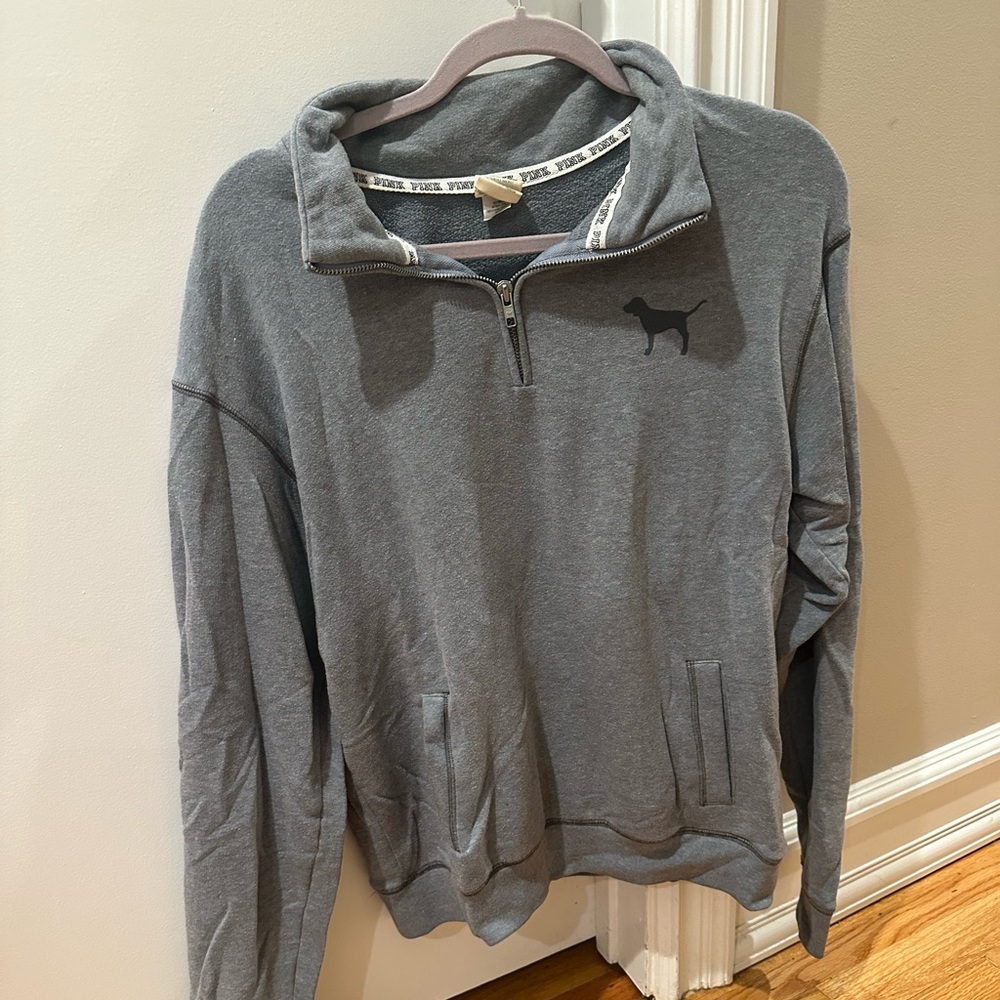 PINK Victoria's Secret Gray Quarter-Zip Sweatshirt